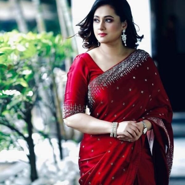 ইন্ডিয়ান ওয়েটলেস চিনিগুড়া এমব্রয়ডারি করা শাড়ি