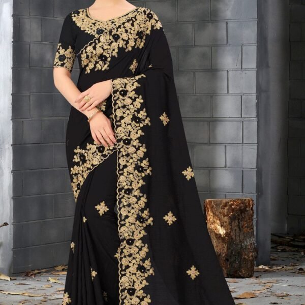 এক্সক্লুসিভ ওয়েটলেস জর্জেট এমব্রয়ডারি করা শাড়ি