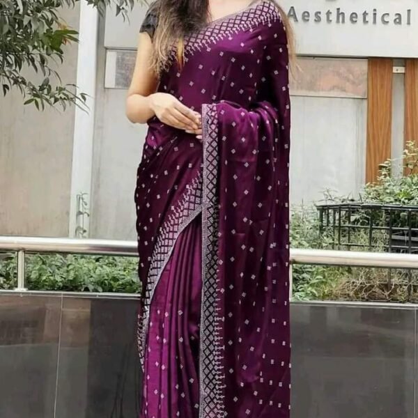 অরিজিনাল বিচিত্রা সিল্ক  ফেব্রিক এমব্রয়ডারি করা শাড়ি